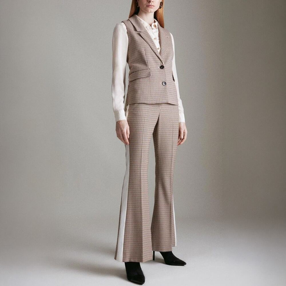 Karen Millen Club Check Houndstooth Vest Trousers Set Size 8